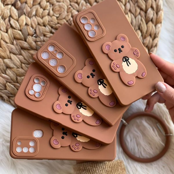 قاب موبایل سامسونگ خرس برانچ قهوه ای سیلیکونی + حلقه ست