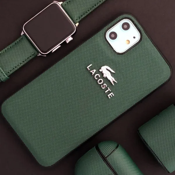 قاب موبایل آیفون لاگوست سبز چرمی