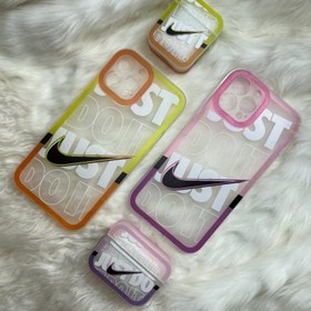 قاب موبایل آیفون نایک برجسته پشت بی رنگ ( نارنجی | صورتی ) ( 30112 )