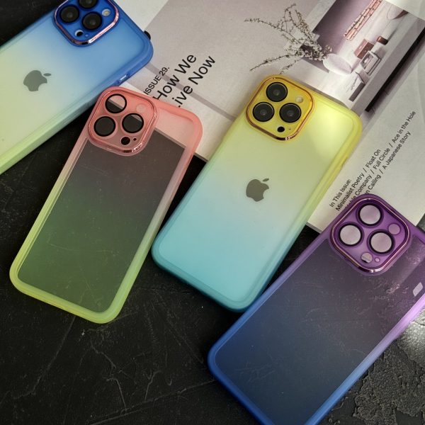 قاب موبایل آیفون یخ در بهشت دورنگ شفاف محافظ لنزدار ( 3008 )