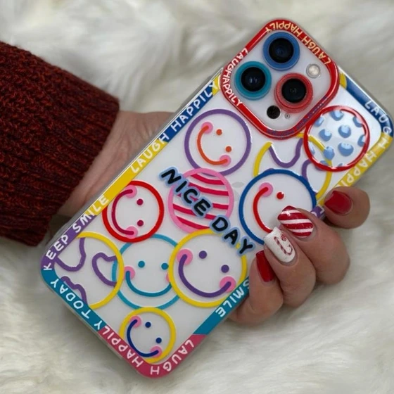 قاب موبایل آیفون اسمایل پشت بیرنگ محافظ لنزدار