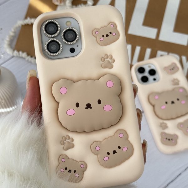 قاب موبایل آیفون خرس نیوفیس پاپسوکت برجسته