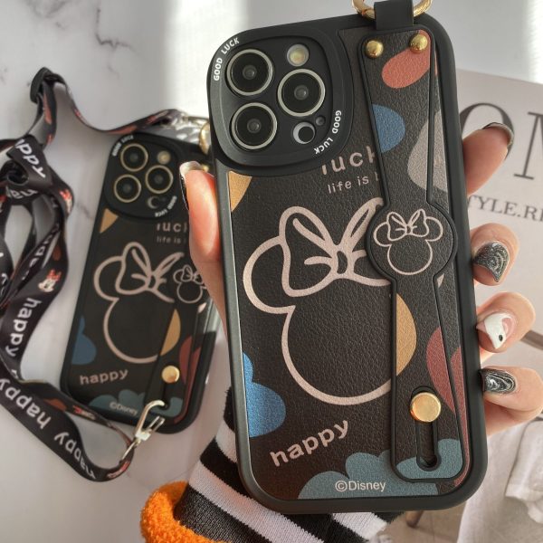 قاب موبایل آیفون میکی موس دیزنی + بند بلند یک طرفه