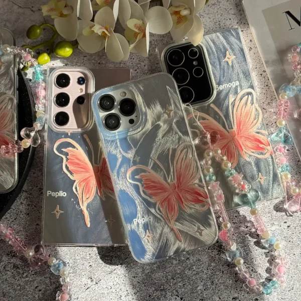 قاب پروانه رز فلای با آویز سامسونگ و شیائومی (کدC2147)