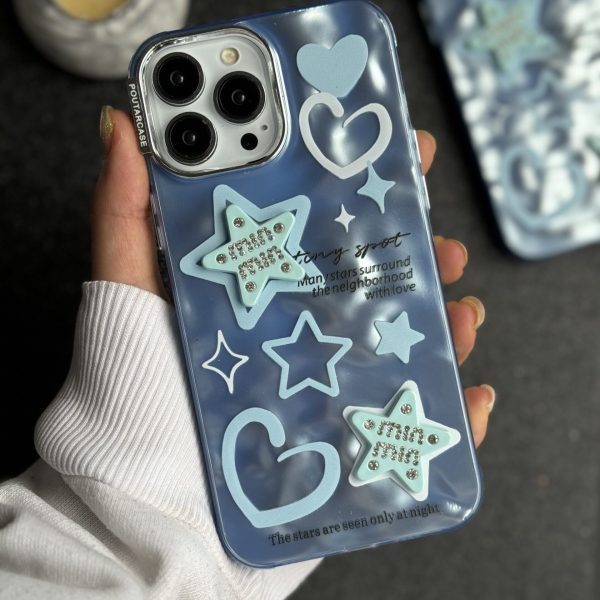 قاب موبایل آیفون ستاره آبی برجسته نگین دار