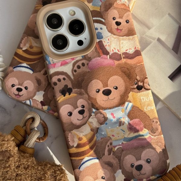 قاب موبایل آیفون خانواده خرسی + بند کوتاه خرسی