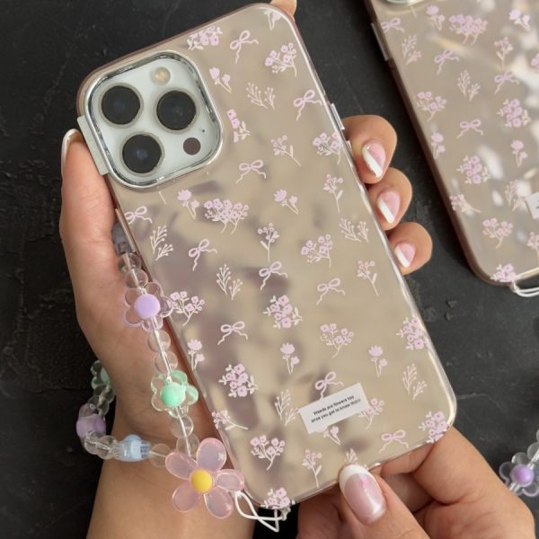 قاب موبایل ( آیفون - سامسونگ ) گل رزیتا پاپیون رزگلد + بندست