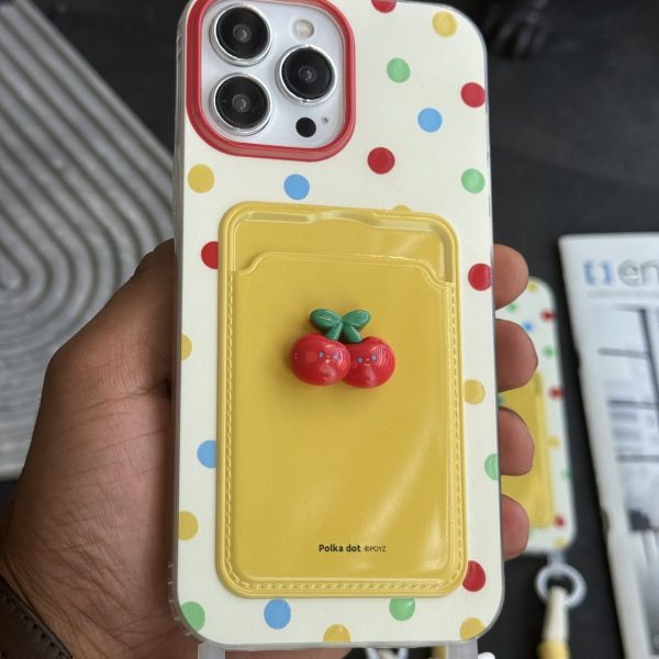 قاب موبایل آیفون جاکارتی آلبالو خال خالی