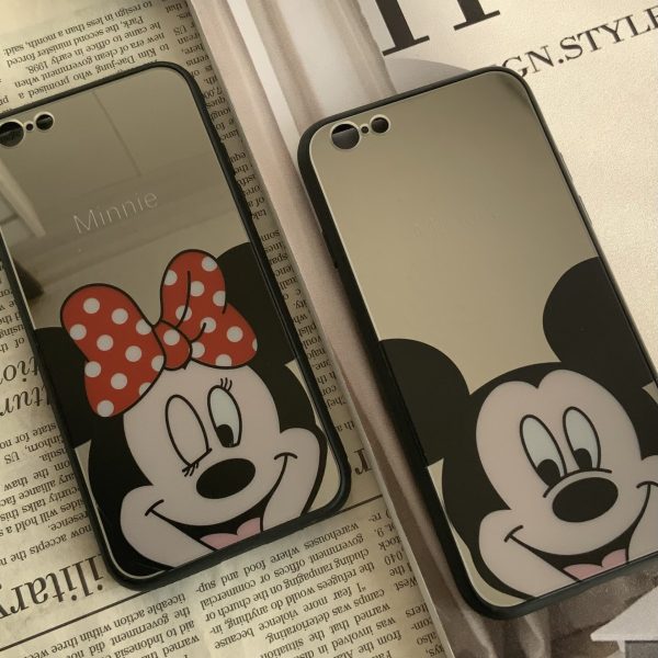 قاب موبایل آیفون میکی مینی پسر و دختر آیینه ای