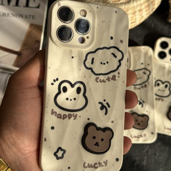 قاب موبایل آیفون خرس صخره ای قهوه ای برجسته