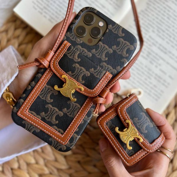 قاب موبایل آیفون کلین چرمی قفل فلزی بند چرمی بلند