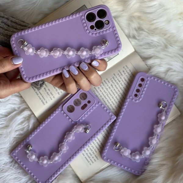 قاب موبایل آیفون گل لوندر بندی یاسی