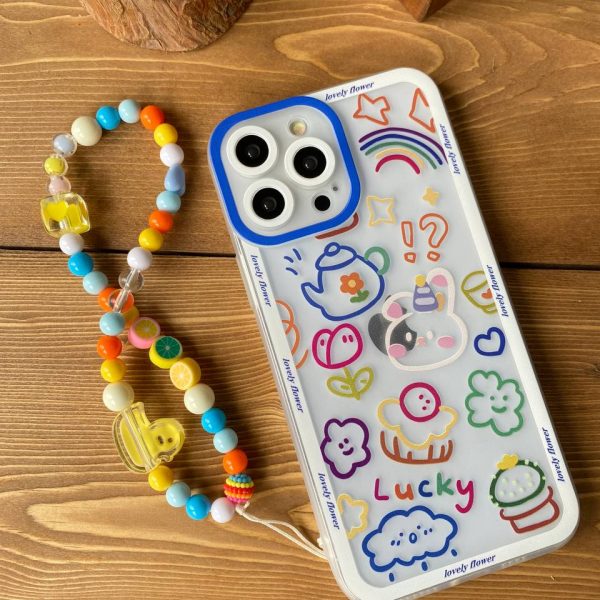 قاب موبایل آیفون لاکی پاستیلی پشت بیرنگ + بدون بند