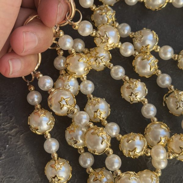 بند و آویز گوی مرواریدی ستاره طلایی