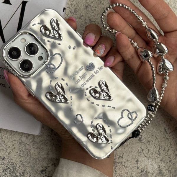 قاب موبایل آیفون قلب شاینی لاو + بندست