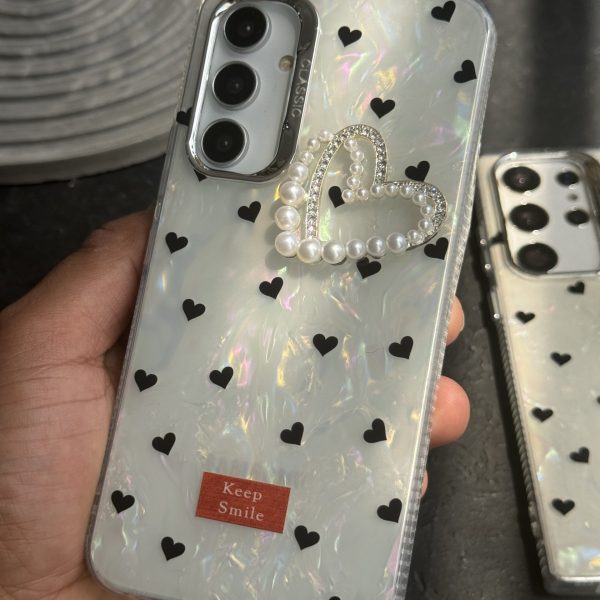 قاب موبایل سامسونگ قلب ریز خال خالی صدفی