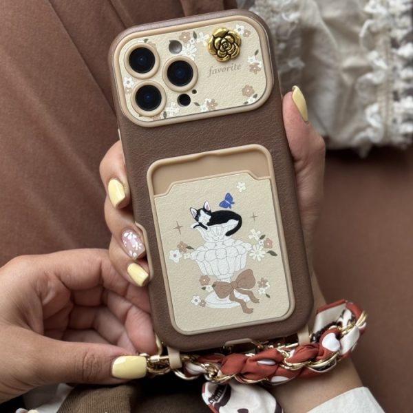 قاب موبایل ( آیفون ) گربه فلوریتا جاکارتی + بند اسکارف