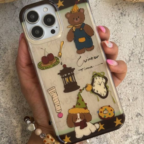 قاب موبایل ( آیفون ) خرس وینتر تایم قهوه ای ( بدون بند )