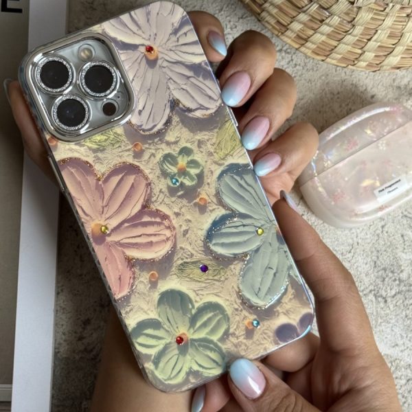قاب موبایل ( آیفون _ سامسونگ ) گل آبرنگی ژله ای سه بعدی