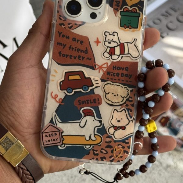 قاب موبایل آیفون سگ پاپی داون تاون + بندست