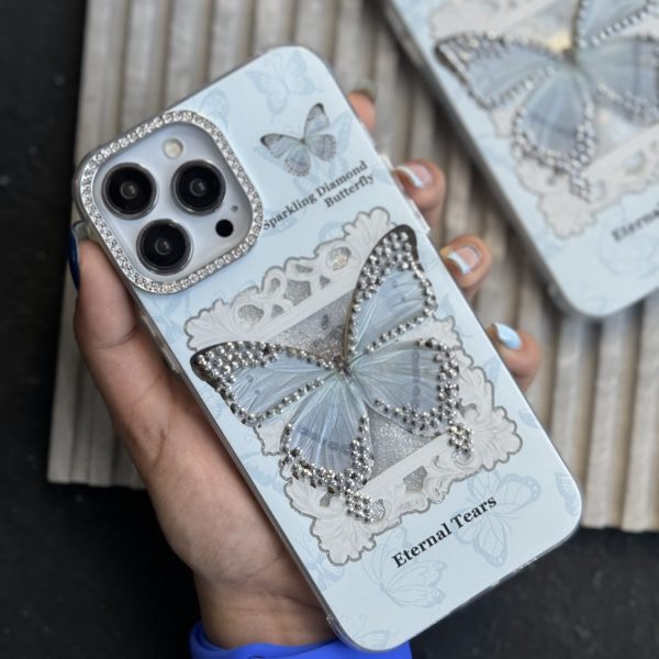 قاب موبایل آیفون اشک پروانه نگین دار