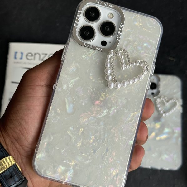 قاب موبایل آیفون ودینگ پارتی قلب مرواریدی