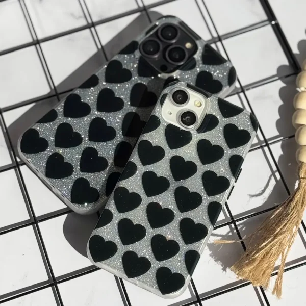 قاب قلب مشکی شاینی (کدC1843)