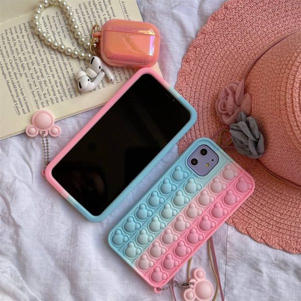 قاب موبایل آیفون فیجت میکی موس آبی صورتی (2085)