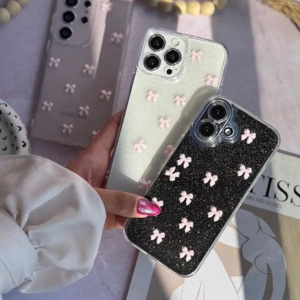 قاب پاپیون صورتی شاین آیفون ، سامسونگ ، شیائومی (کدC2059)