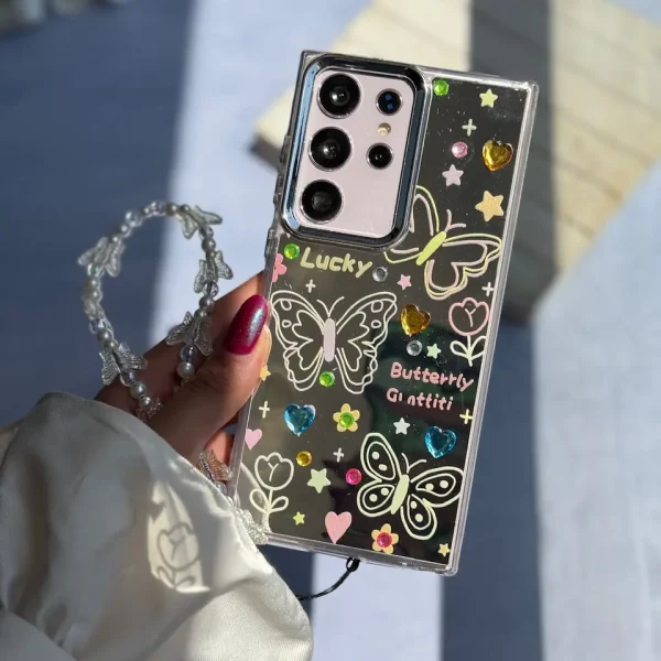 قاب نقاشی پروانه آینه ای با آویز سامسونگ و شیائومی (کدC2056)