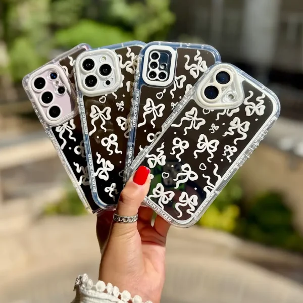 قاب پاپیون سفید آینه ای آیفون و اندروید (کدC2024)