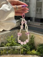 آویز مروارید و پاپیون صورتی (کدa0260) - تصویر 2