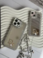 قاب Dior آینه ای دور نگین با آویز قلبی پاپیونی (کدC1989) - تصویر 5