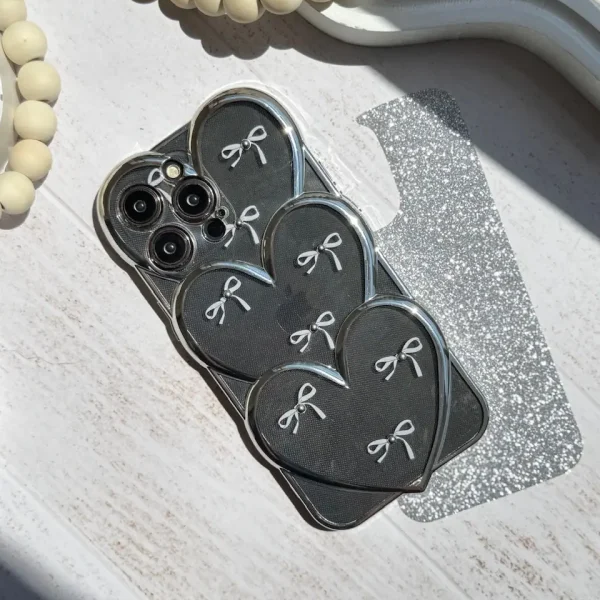 قاب قلبی اکلیلی پاپیونی نگین برجسته (کدC1823)