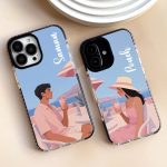 قاب موبایل سفارشی شفاف | Pink couple